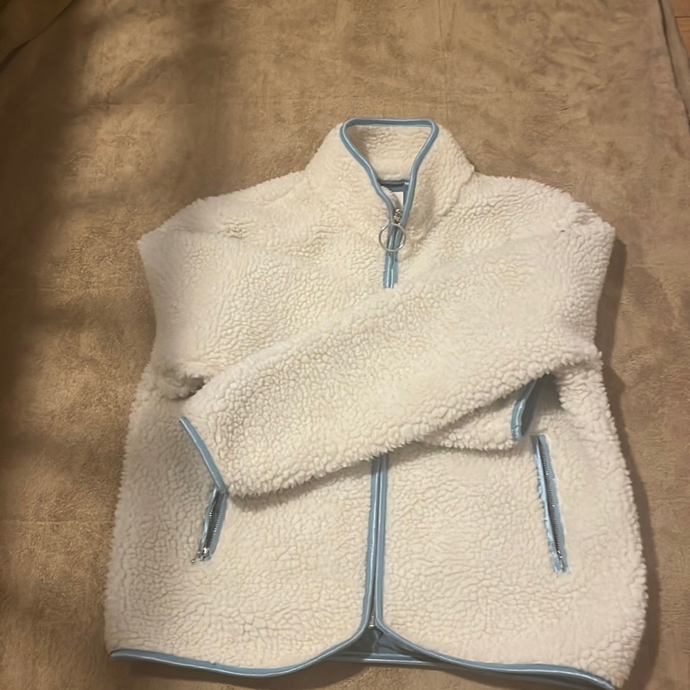 Ivory Ella Full Zip Faux Sherpa jacket